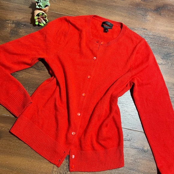 J. Crew Sweaters - J Crew Italian Cashmere Red Cardigan - Size Medium